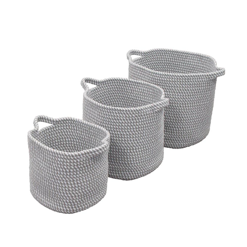 Grey - JVL - Edison Set of 3 Cotton Rope Storage Baskets - 2