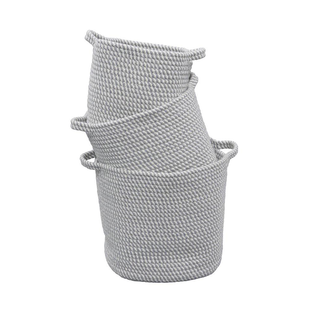 Grey - JVL - Edison Set of 3 Cotton Rope Storage Baskets - 4
