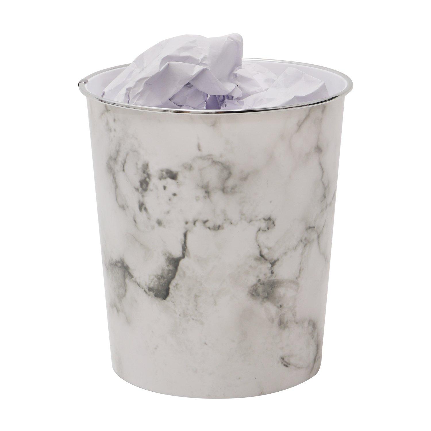 Grey - JVL - Marble Plastic Waste Paper Bin Twin Pack - 2