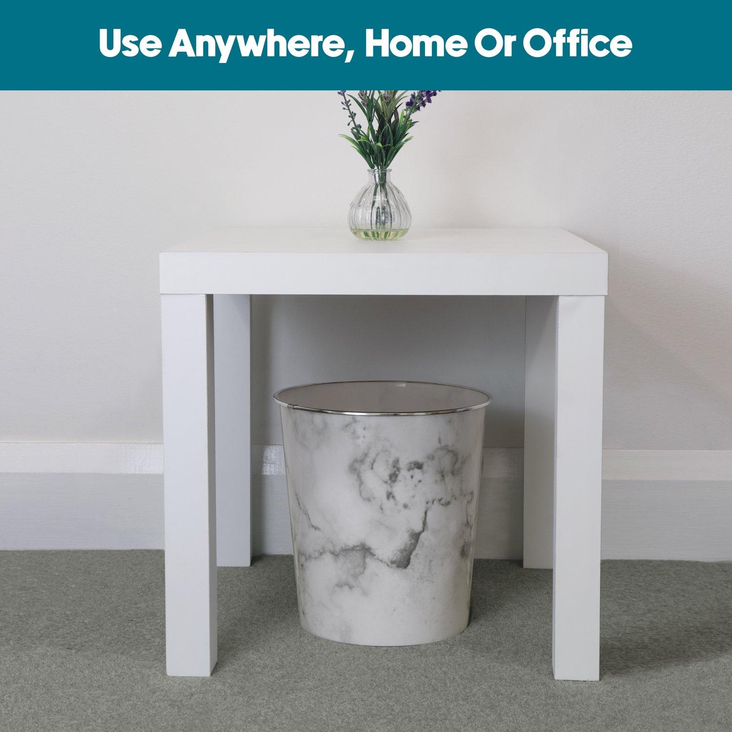 Grey - JVL - Marble Plastic Waste Paper Bin Twin Pack - 7