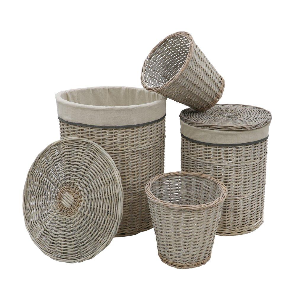Grey - JVL - Arianna Set of 4 Round Willow Basket - 1