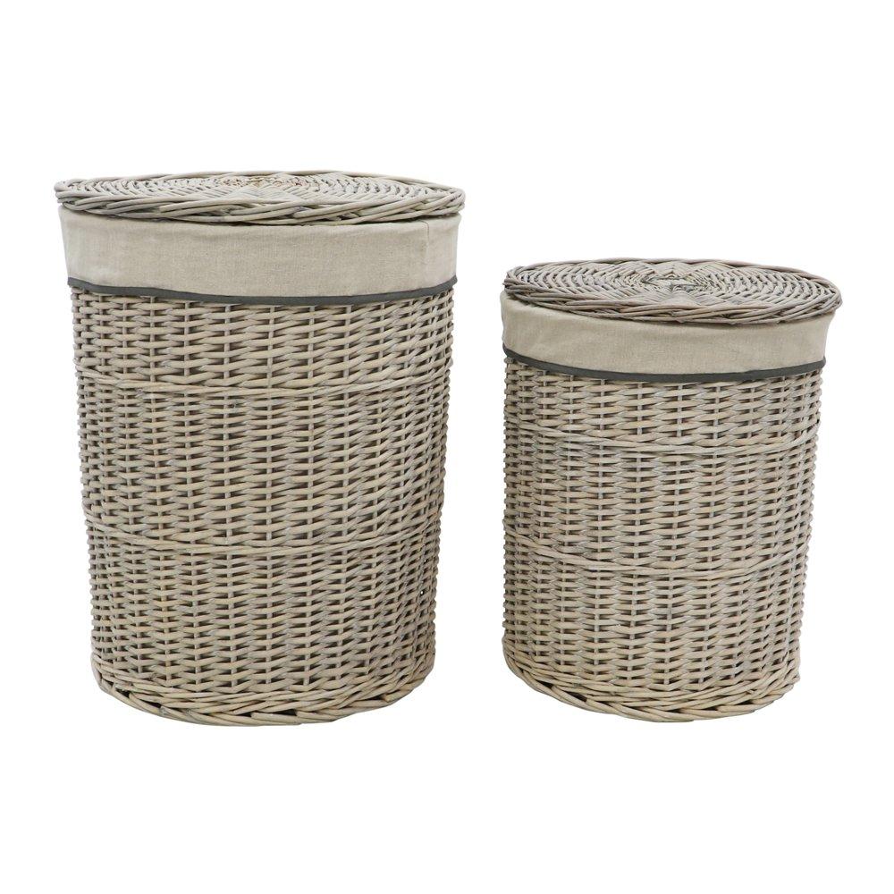 Grey - JVL - Arianna Set of 4 Round Willow Basket - 2