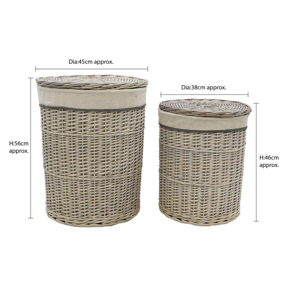 Grey - JVL - Arianna Set of 4 Round Willow Basket - 12