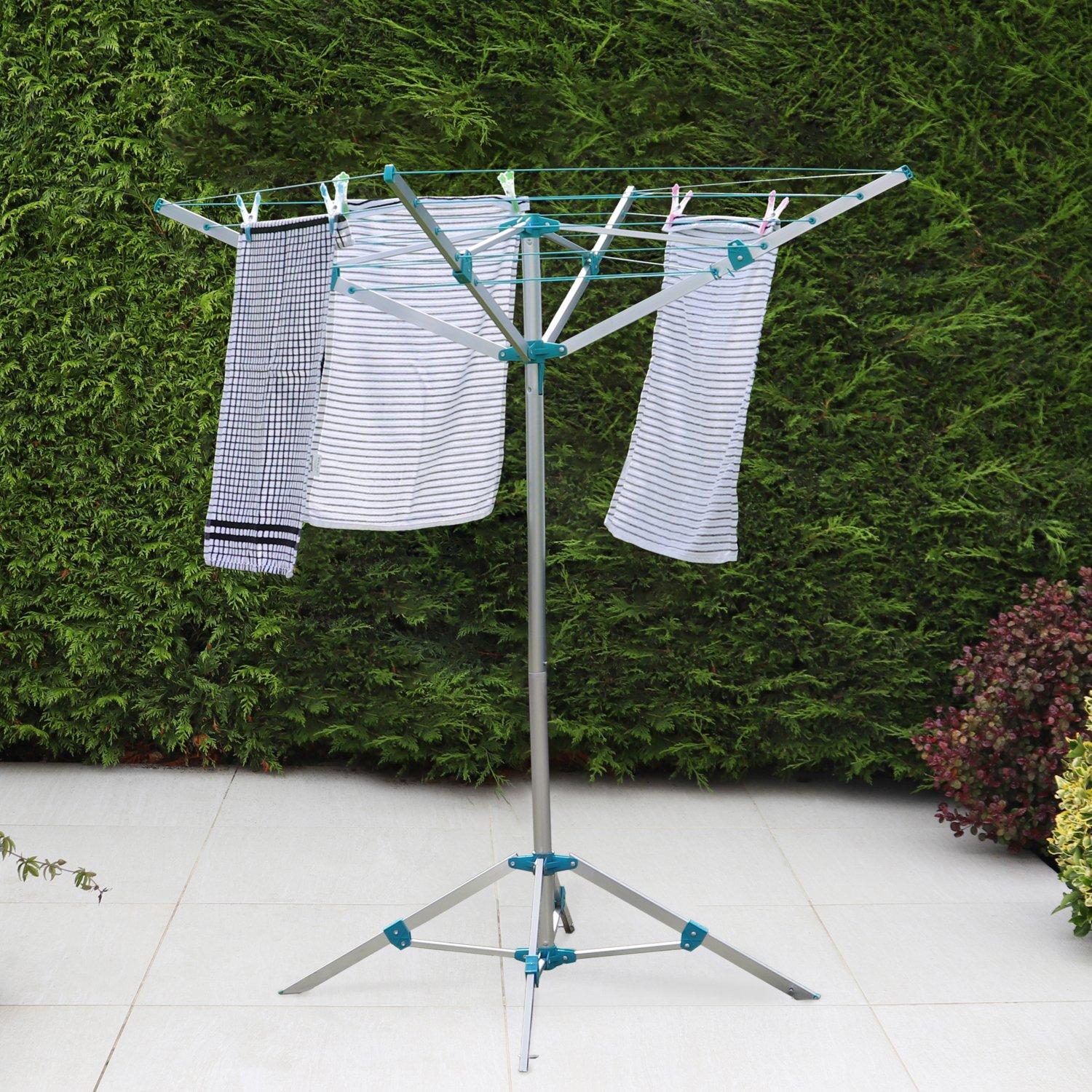 Silver - JVL - 4 Arm Portabel Rotary Airer 16M - 3
