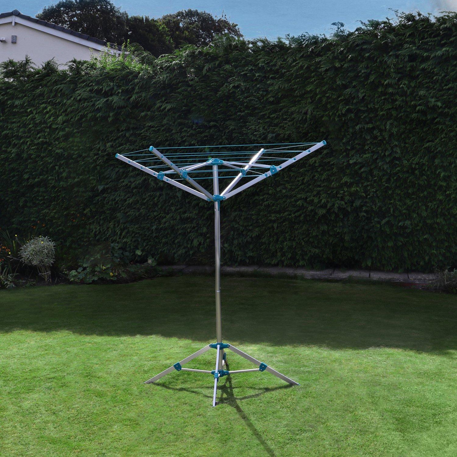 Silver - JVL - 4 Arm Portabel Rotary Airer 16M - 4