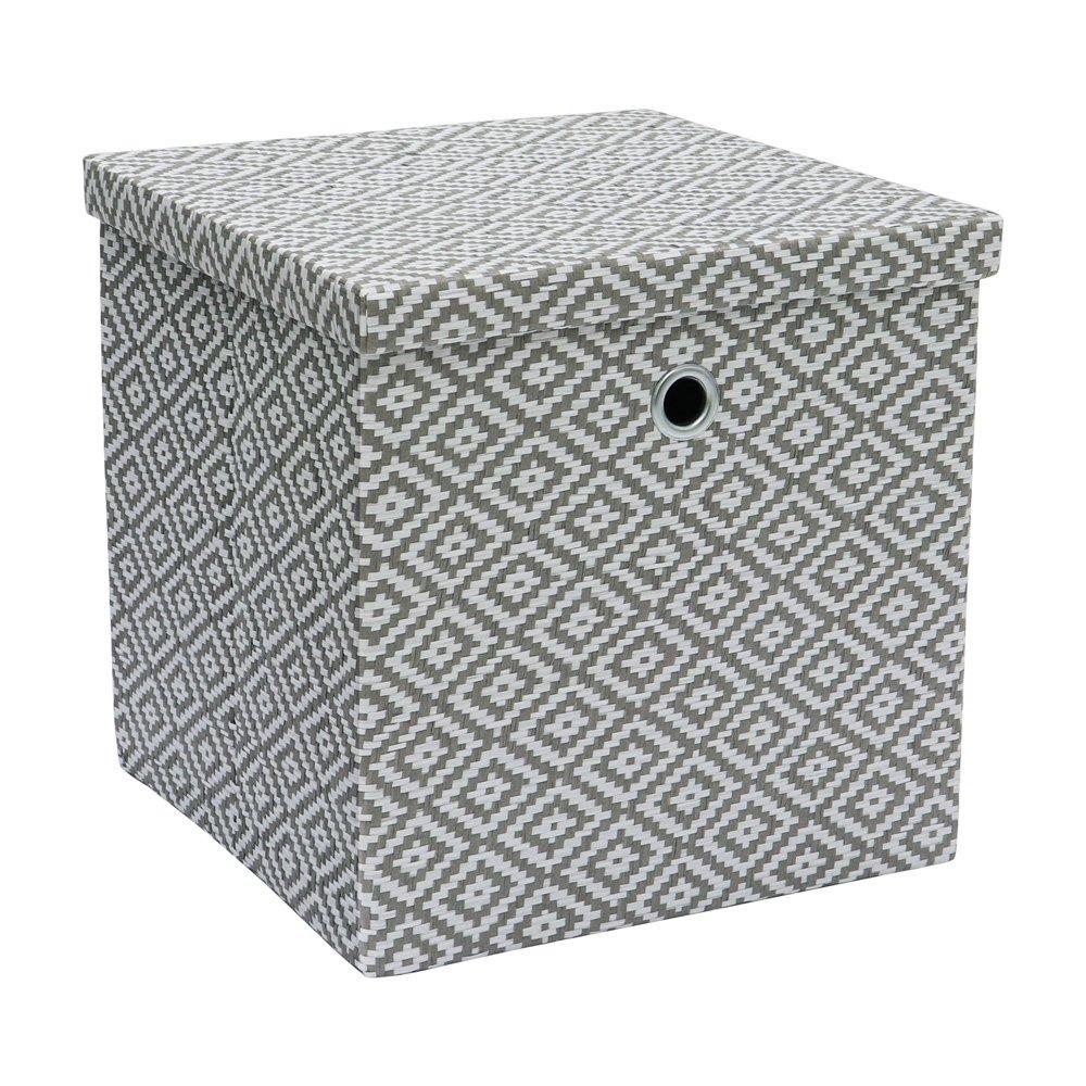 Grey - JVL - Argyle Foldable Paper Storage Box - 1