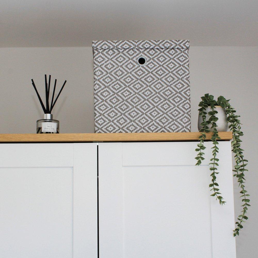 Grey - JVL - Argyle Foldable Paper Storage Box - 2