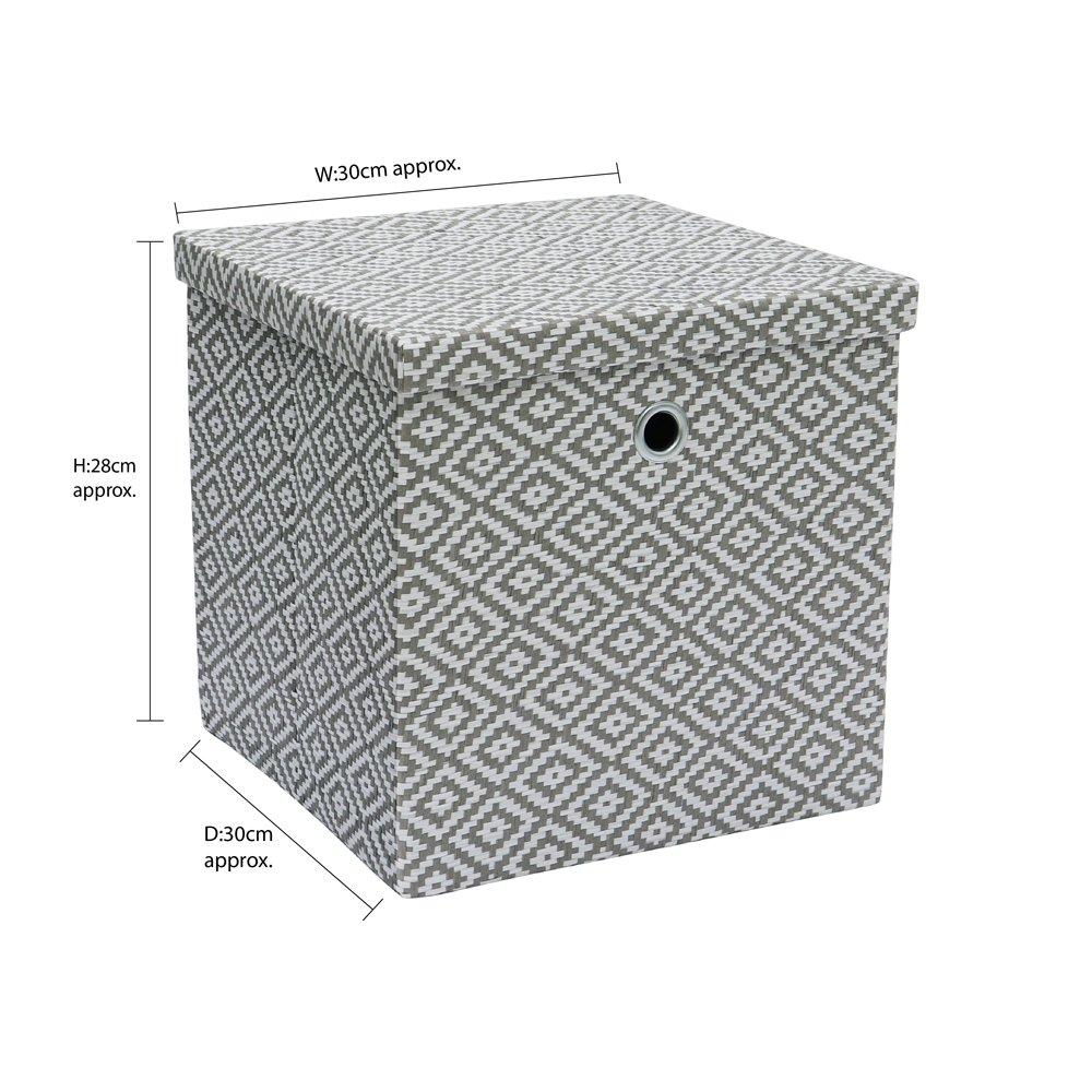 Grey - JVL - Argyle Foldable Paper Storage Box - 8