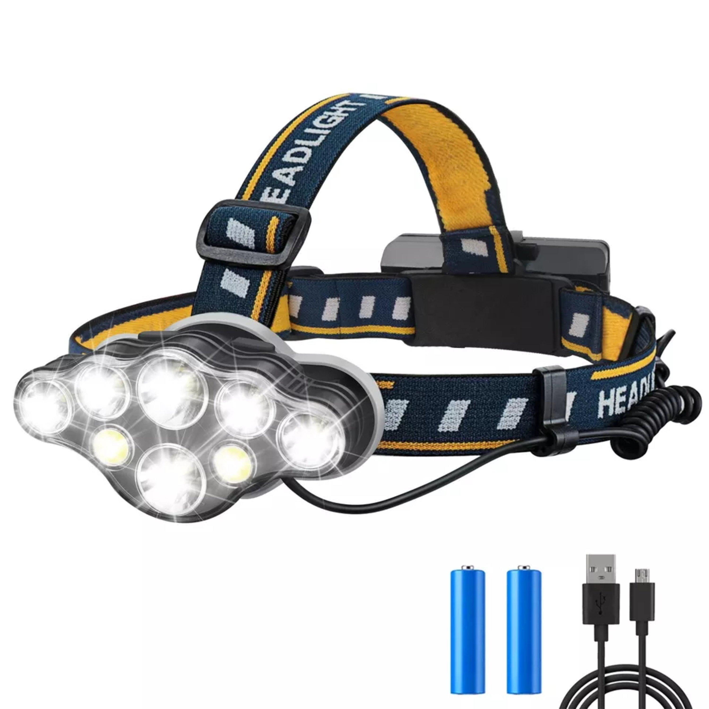 Navy And Yellow - Breeins - 2pcs LED Head Torch Headlight with 8 Modes - 1