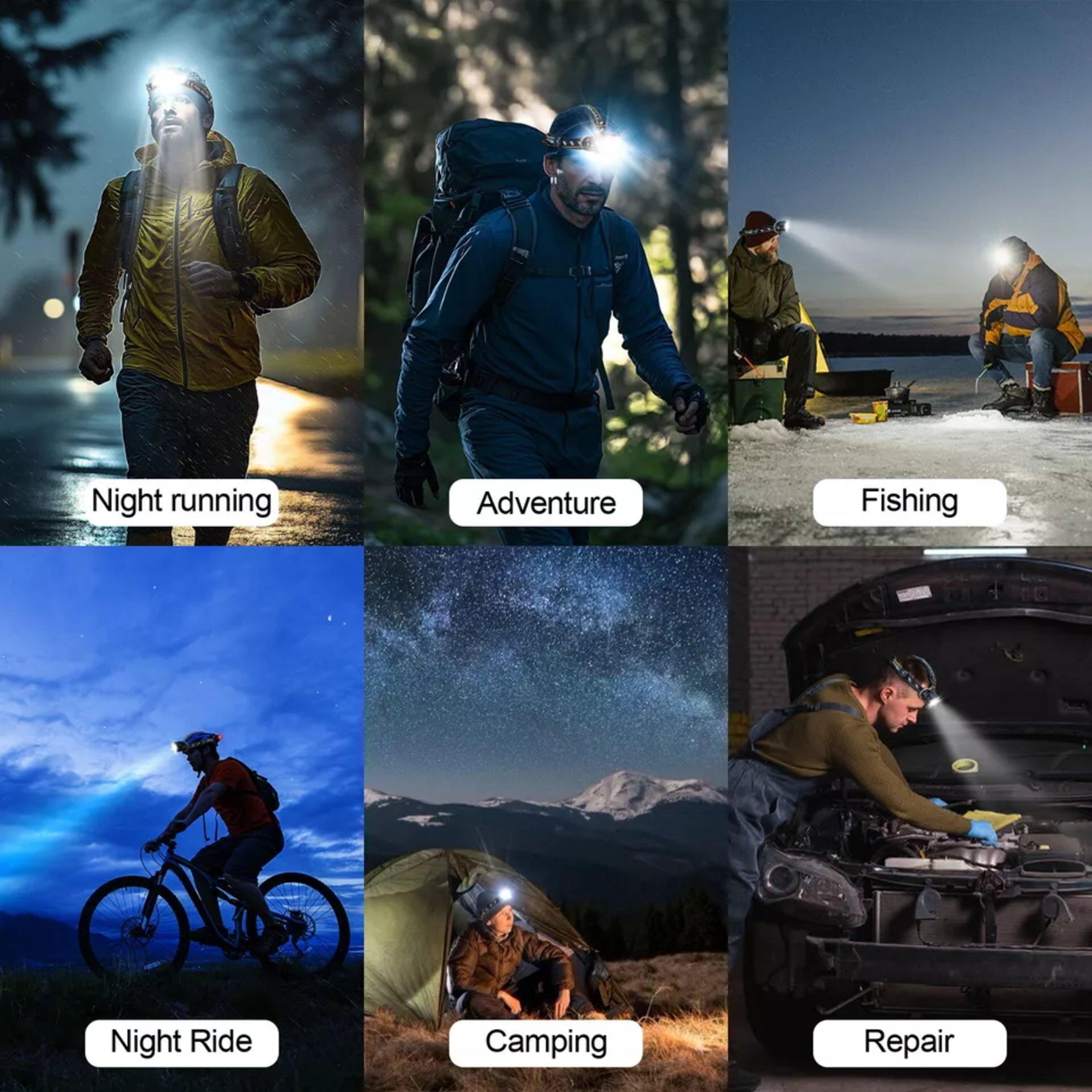 Navy And Yellow - Breeins - 2pcs LED Head Torch Headlight with 8 Modes - 7