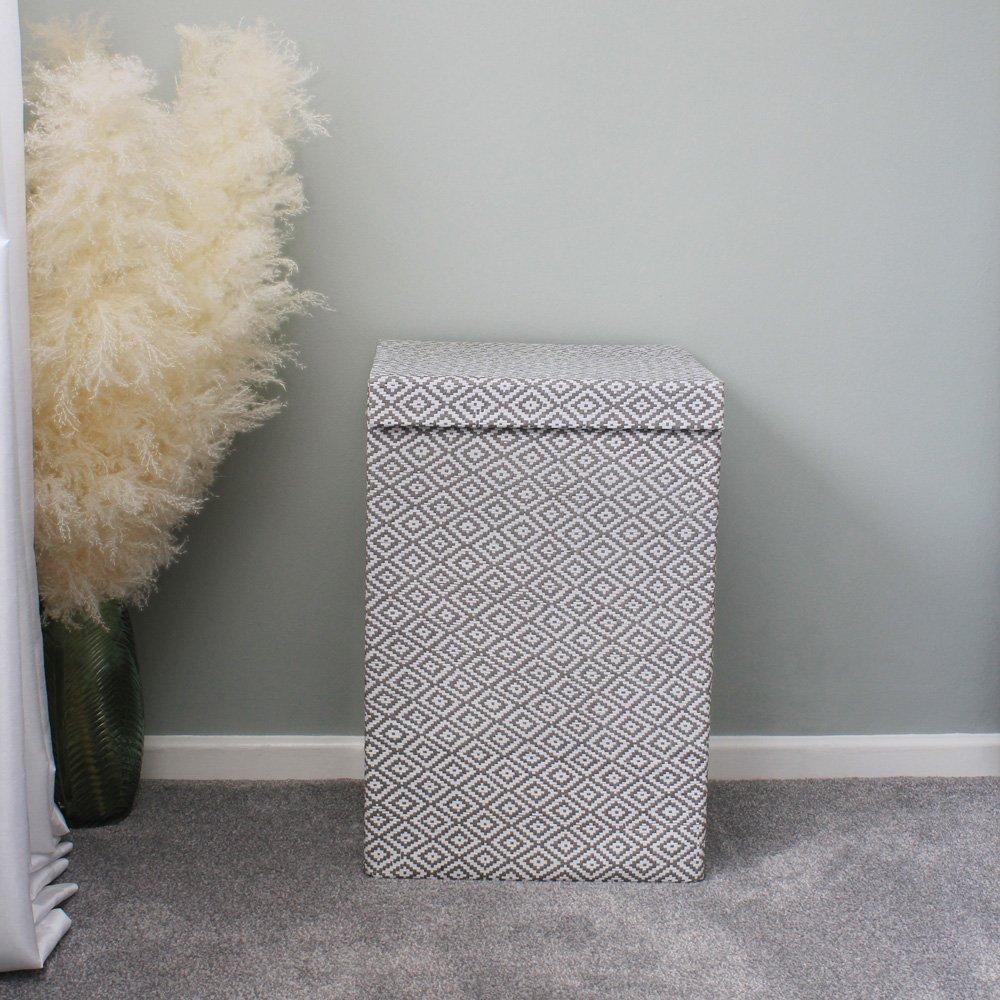 Grey - JVL - Argyle Foldable Paper Laundry Hamper - 5
