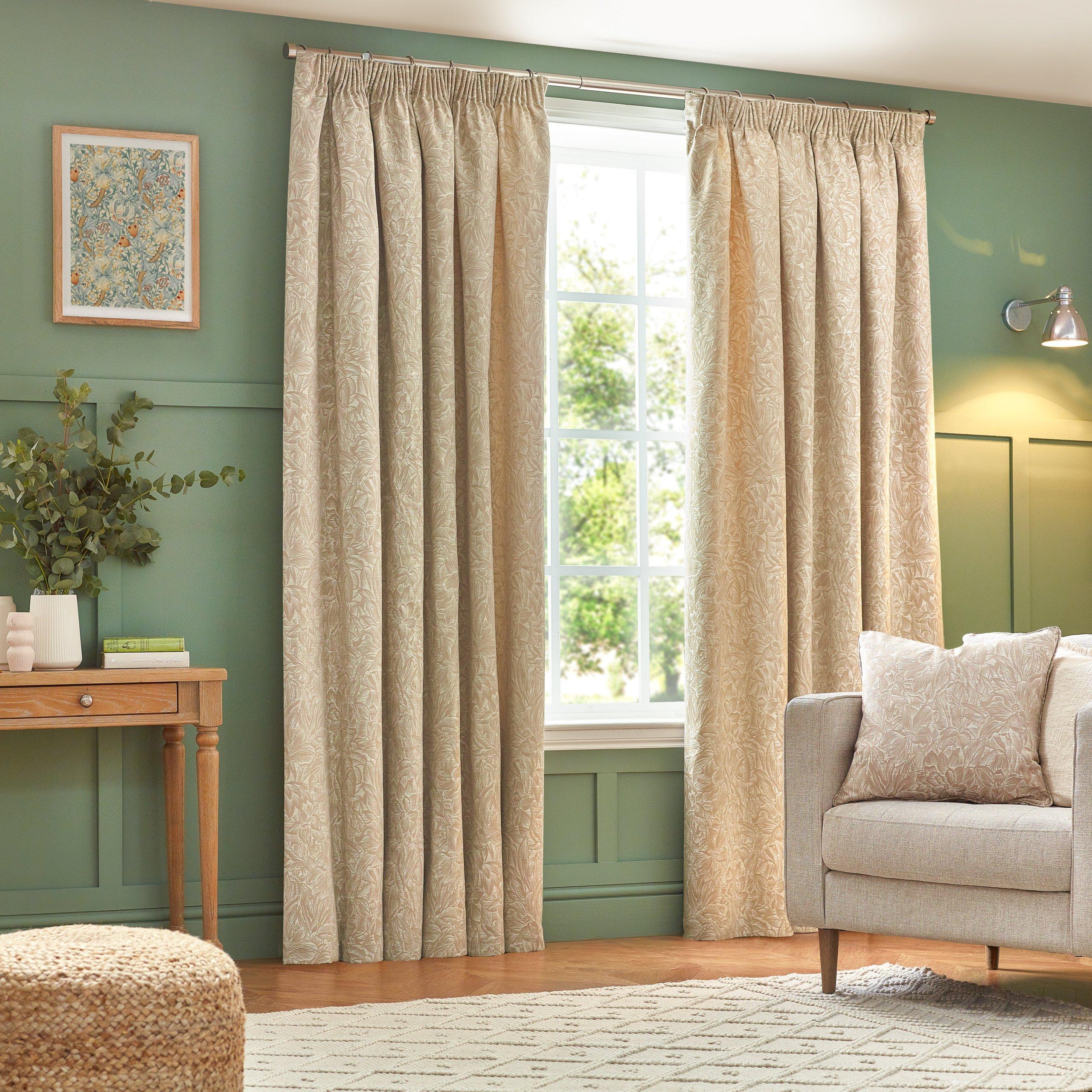Wylder  Grantley Jacquard Pencil Pleat Curtains - Natural - 229 x 183c