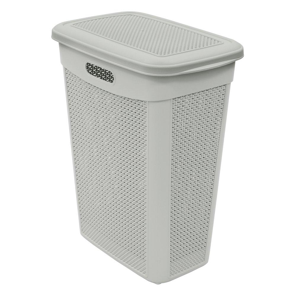 Grey - JVL - Droplette 43L Slim Laundry Basket - 1