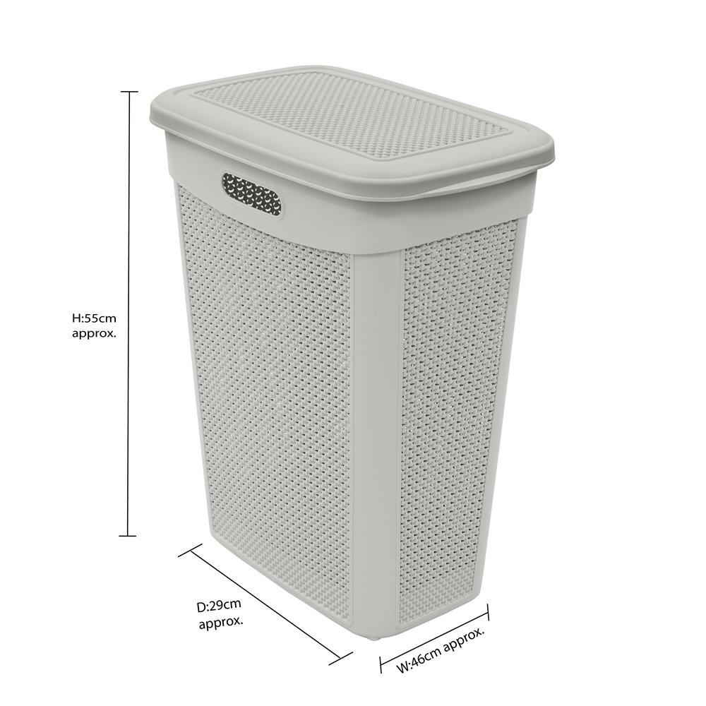 Grey - JVL - Droplette 43L Slim Laundry Basket - 3