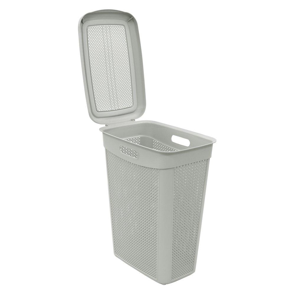 Grey - JVL - Droplette 43L Slim Laundry Basket - 4