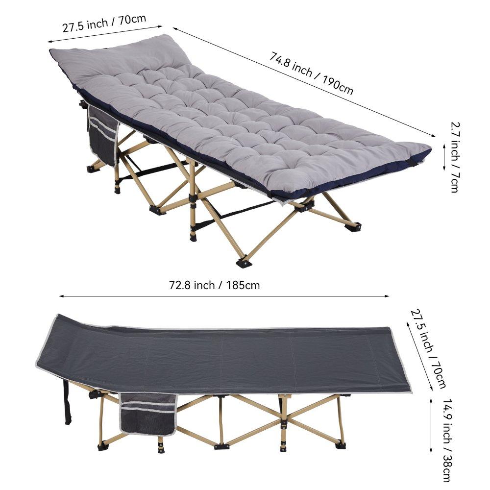 Grey - Breeins - Foldable Camping Bed with Mattress - 2