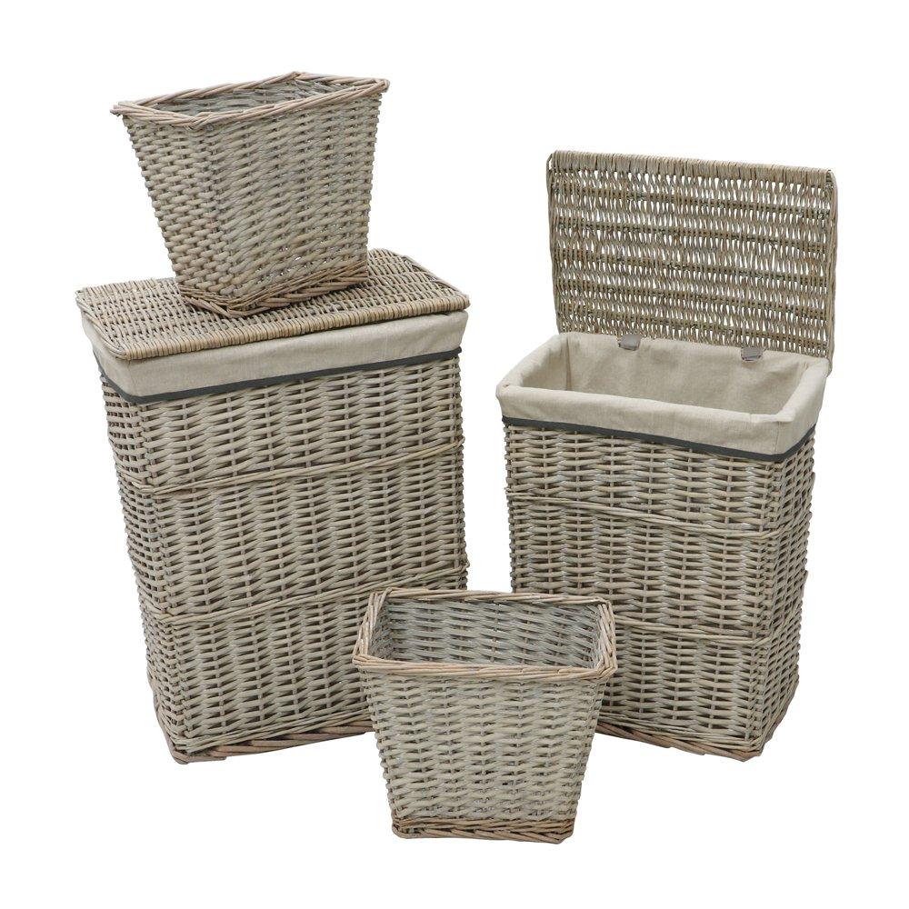 Grey - JVL - Arianna Set of 4 Rectangular Willow Basket - 1