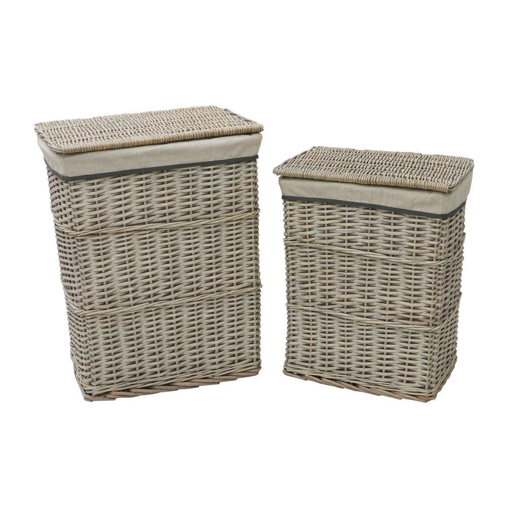 Grey - JVL - Arianna Set of 4 Rectangular Willow Basket - 2