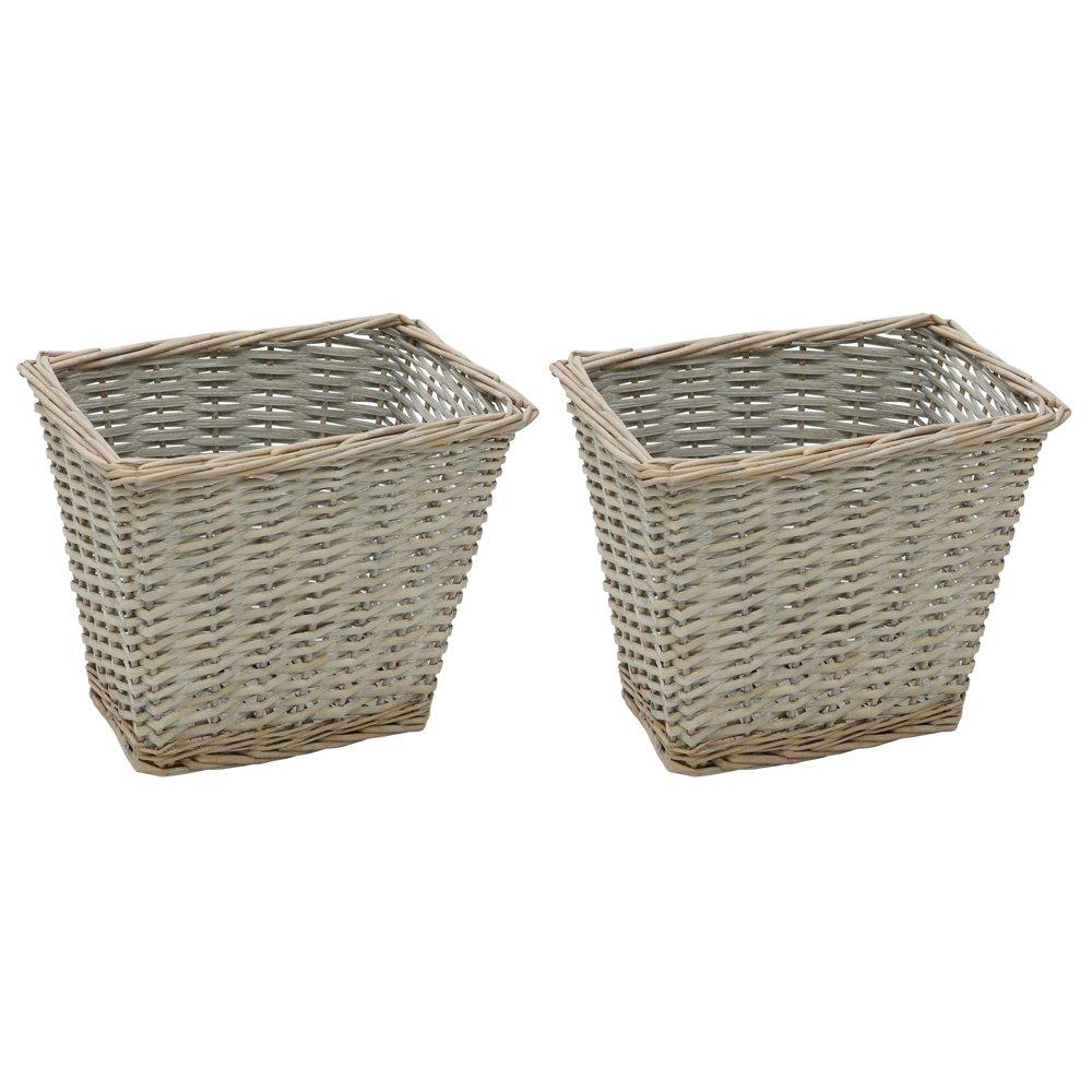 Grey - JVL - Arianna Set of 4 Rectangular Willow Basket - 8