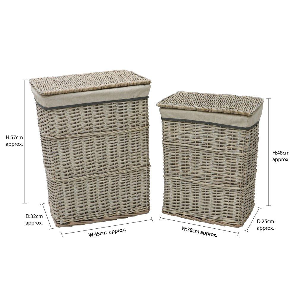 Grey - JVL - Arianna Set of 4 Rectangular Willow Basket - 10