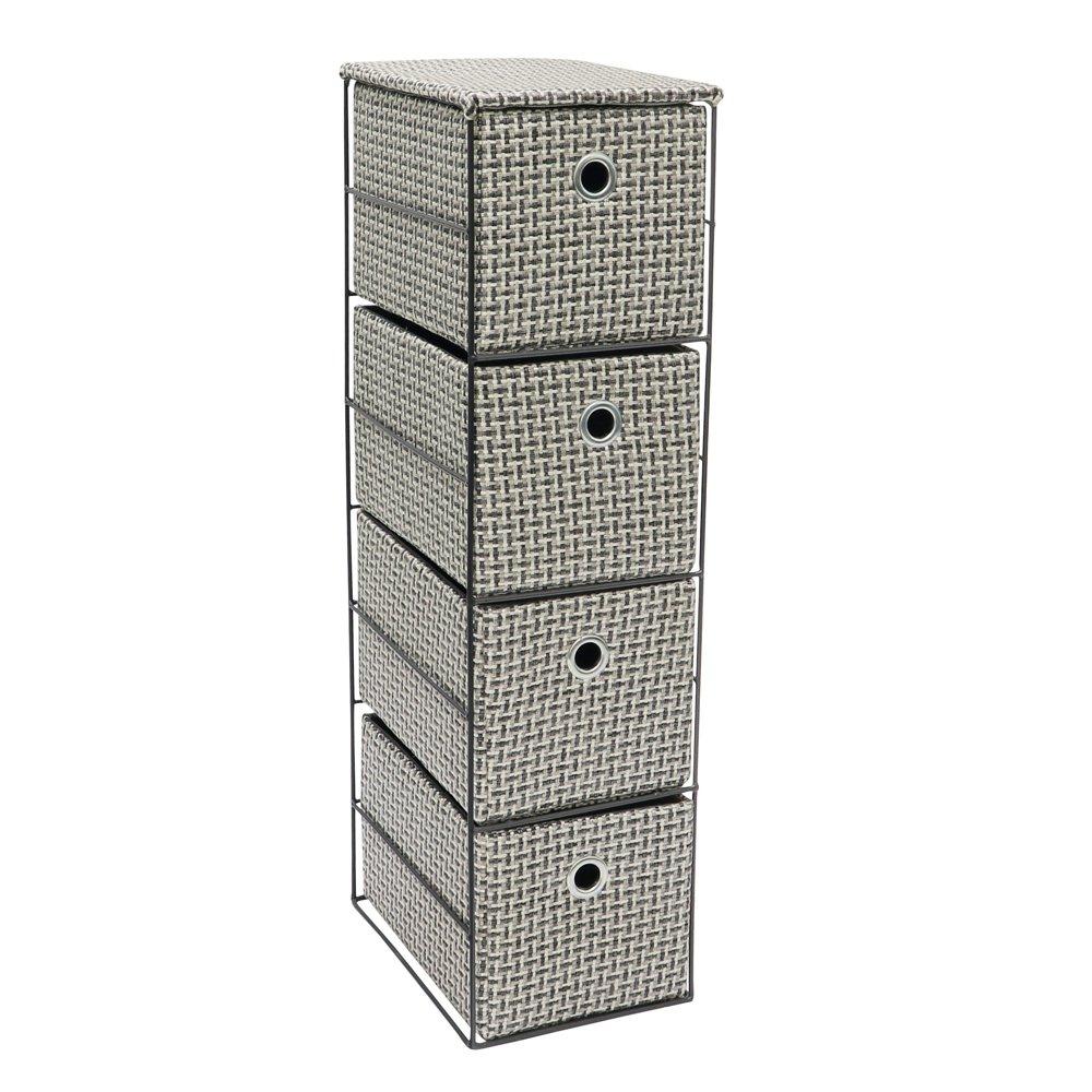 Grey - JVL - Silva 4 Drawer Narrow Fabric Storage Tower - 1