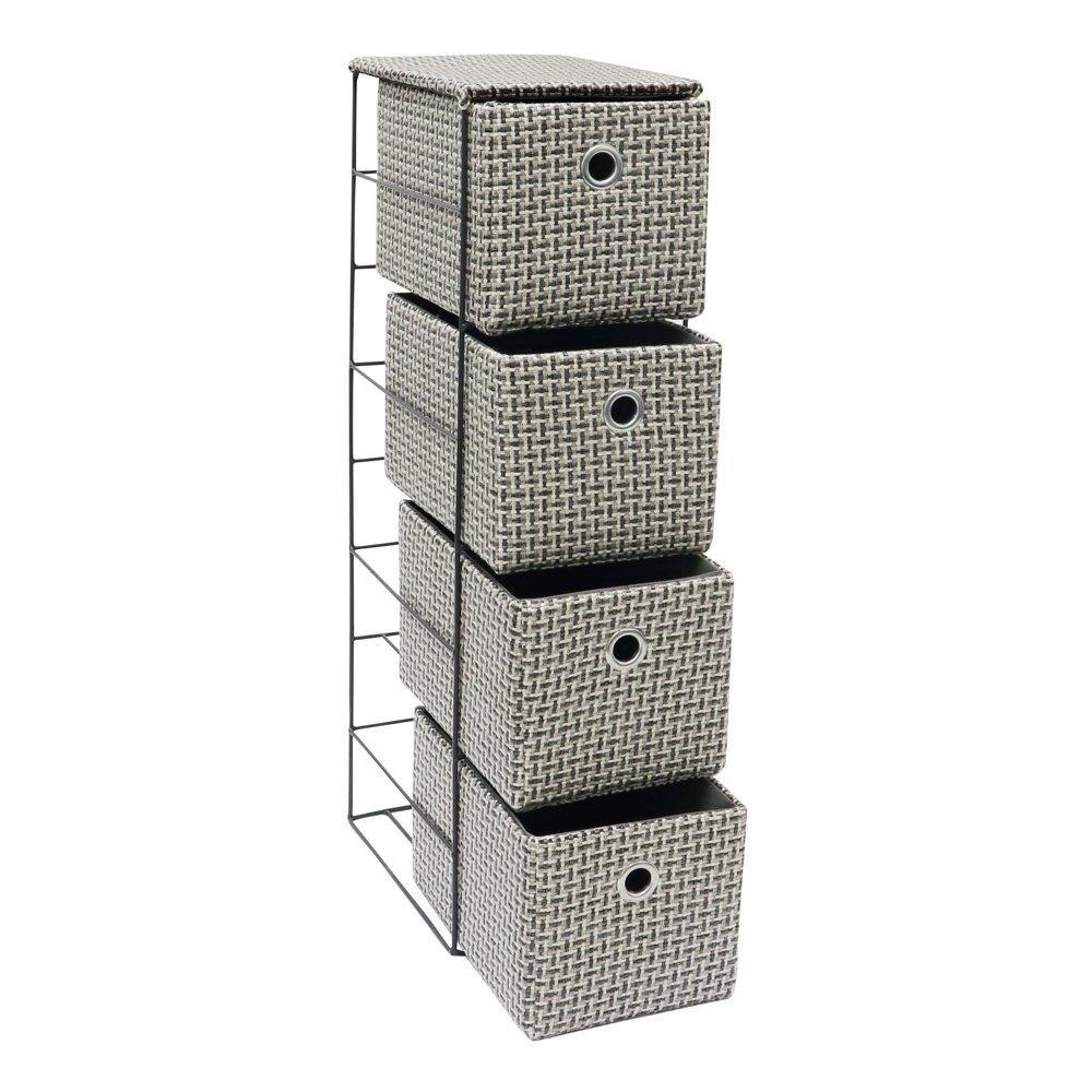 Grey - JVL - Silva 4 Drawer Narrow Fabric Storage Tower - 2