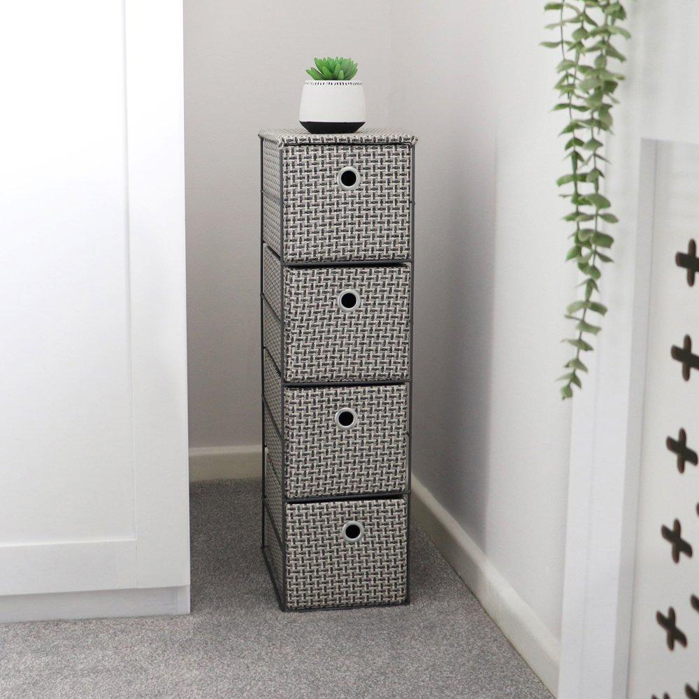 Grey - JVL - Silva 4 Drawer Narrow Fabric Storage Tower - 7