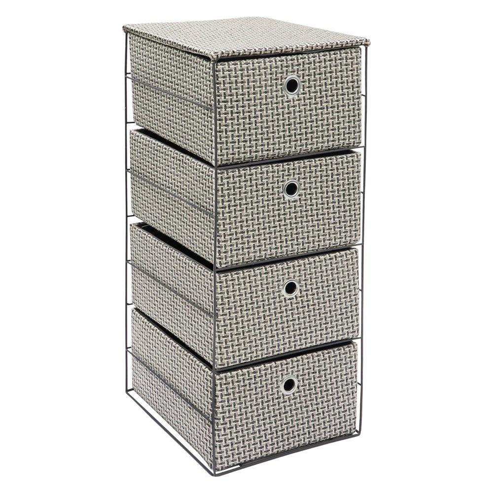Grey - JVL - Silva 4 Drawer Wide Fabric Storage Tower - 1