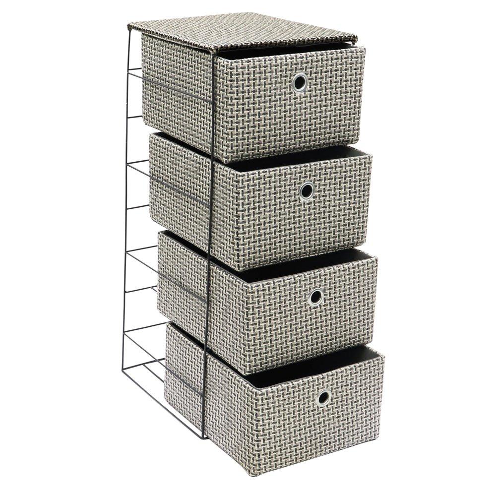 Grey - JVL - Silva 4 Drawer Wide Fabric Storage Tower - 2
