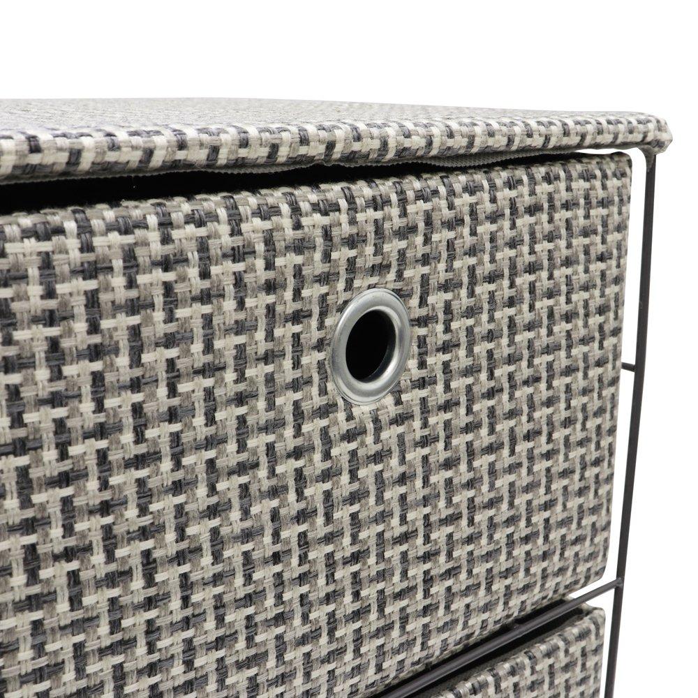 Grey - JVL - Silva 4 Drawer Wide Fabric Storage Tower - 3