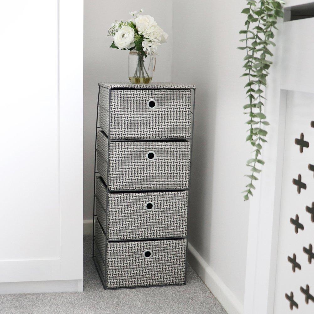 Grey - JVL - Silva 4 Drawer Wide Fabric Storage Tower - 6