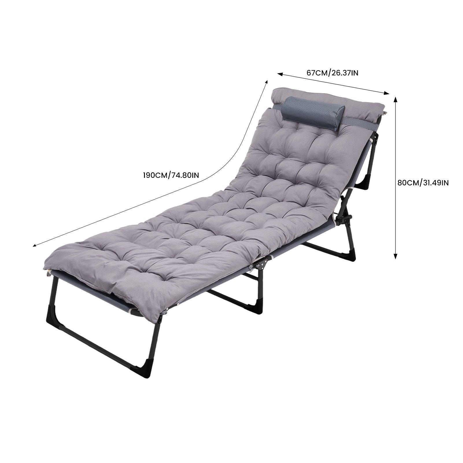 Grey - Breeins - Foldable Camping Bed with Adjustable Backrest - 2