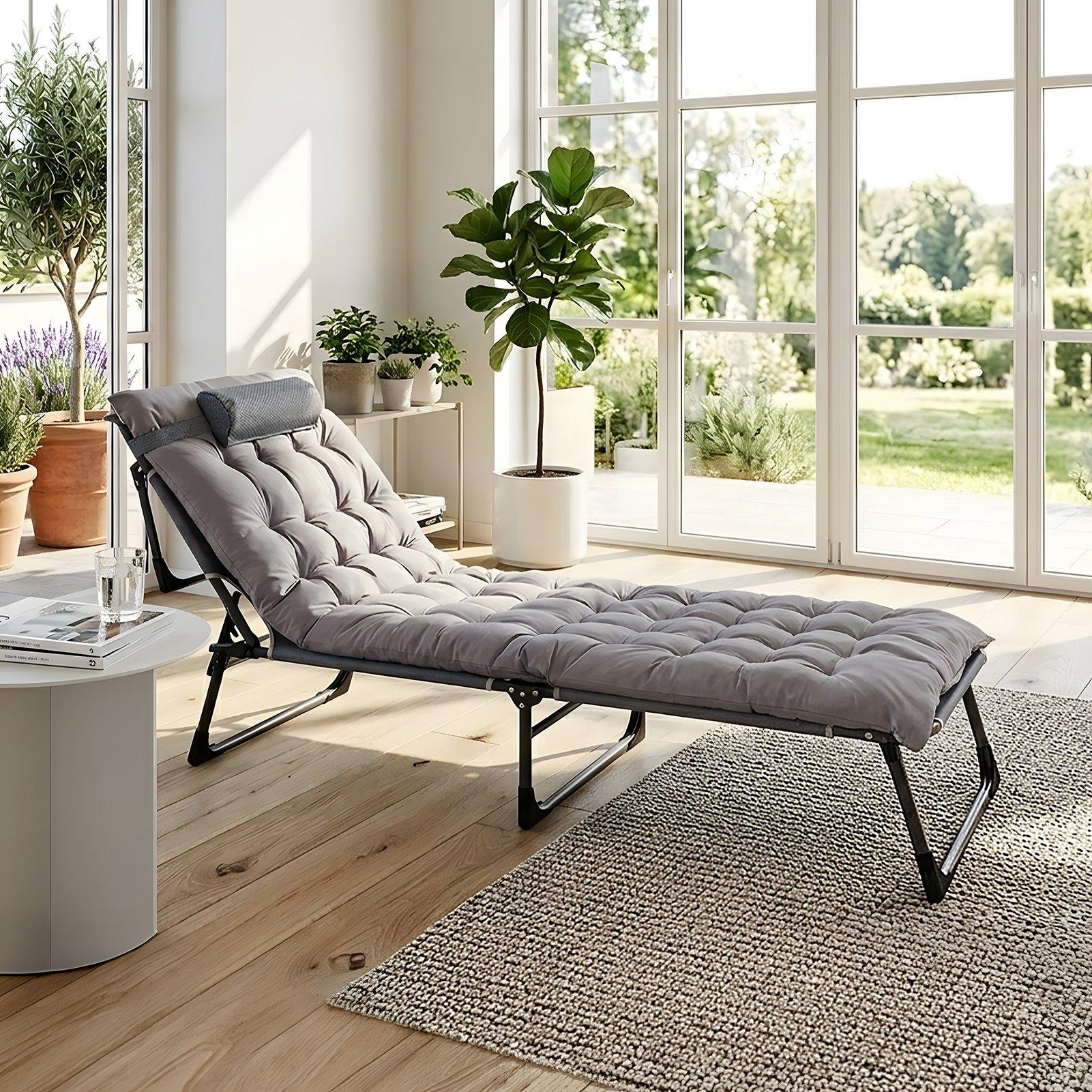 Grey - Breeins - Foldable Camping Bed with Adjustable Backrest - 10