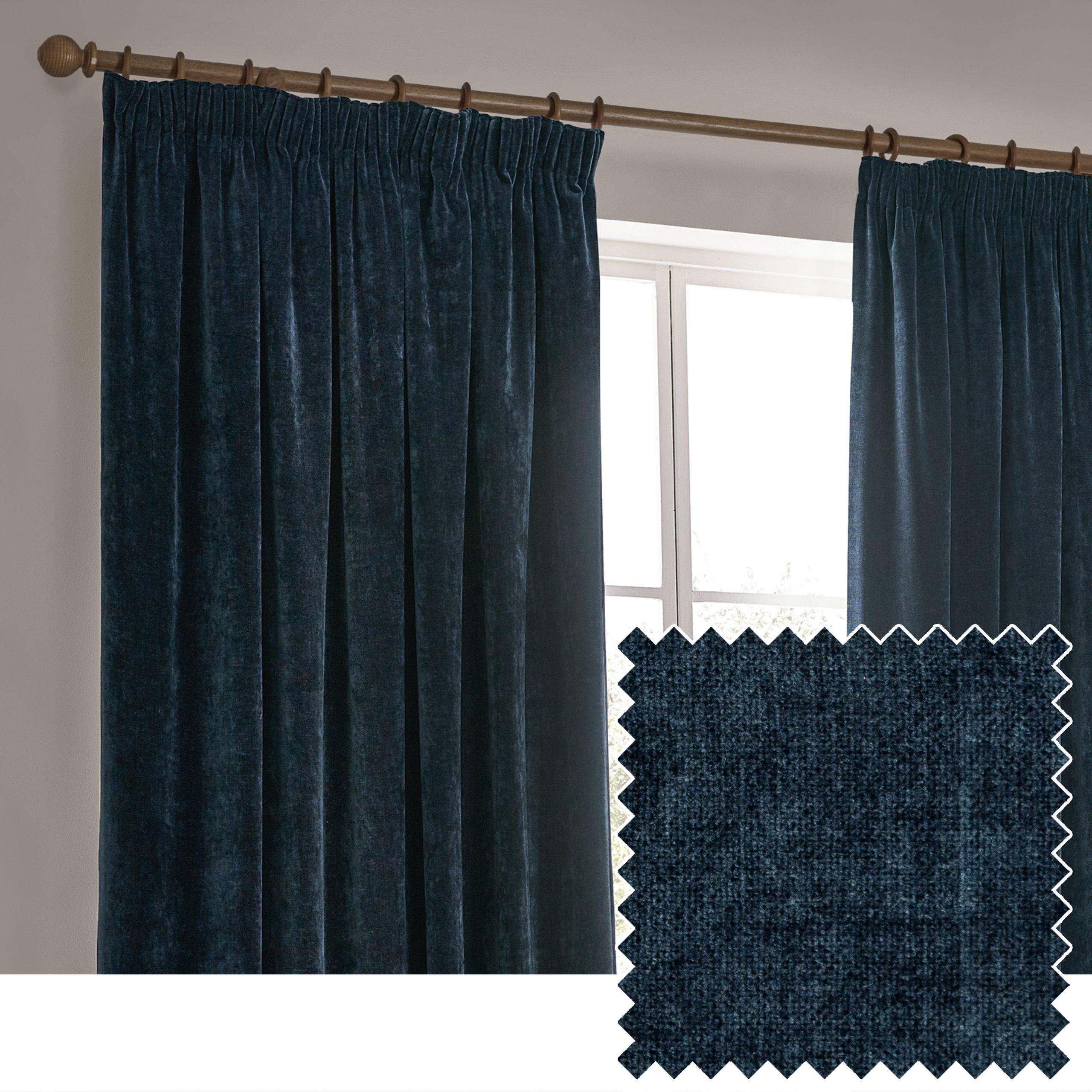 Heavy Chenille Velvet Pencil Pleat Curtains