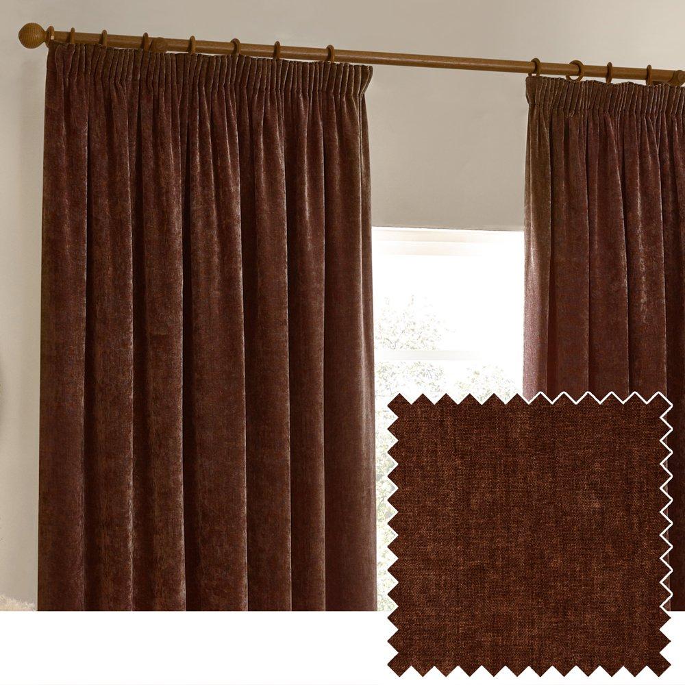 Heavy Chenille Fully Lined Pencil Pleat Curtains
