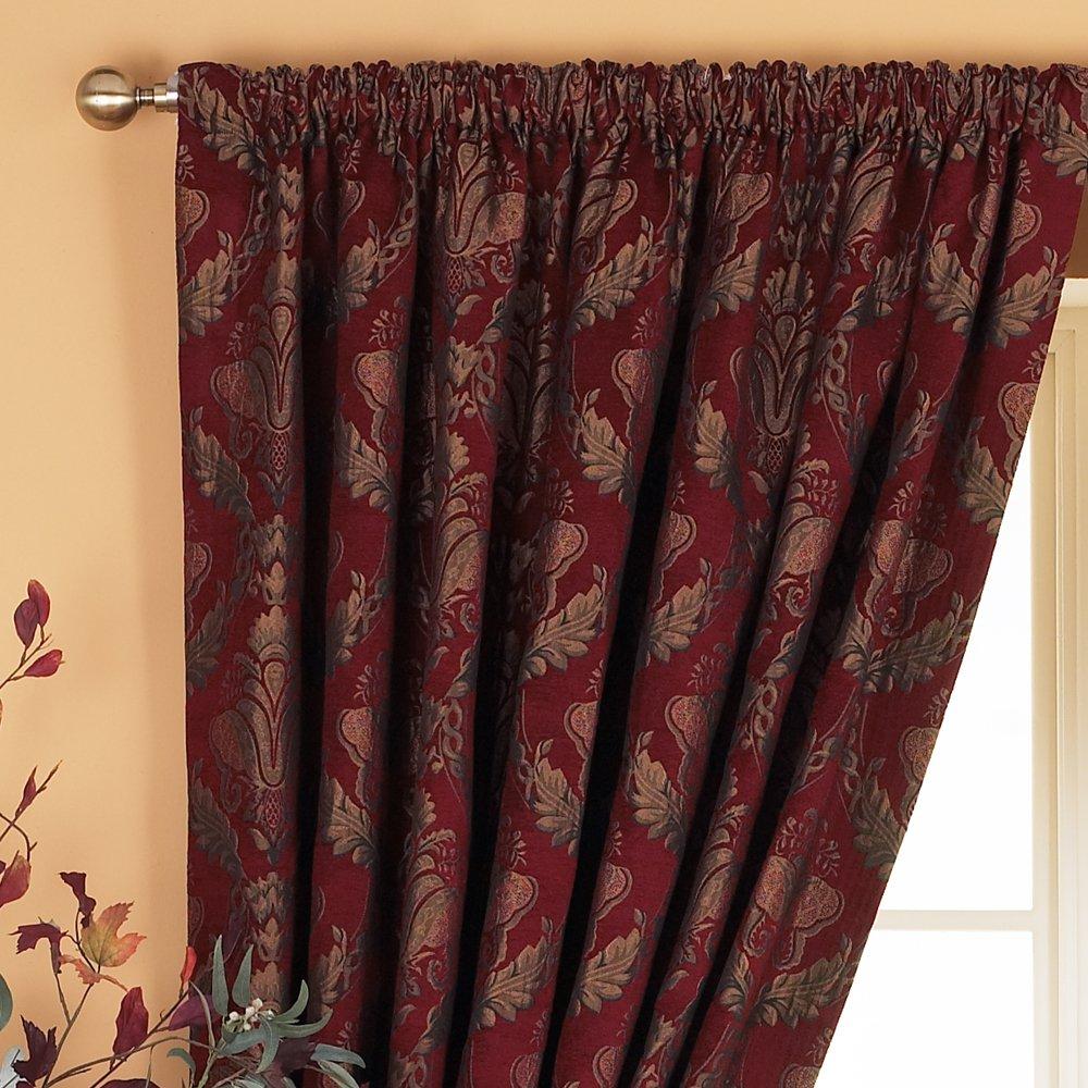 Burgundy - Paoletti - Traditional Jacquard Pencil Pleat Curtains - 2