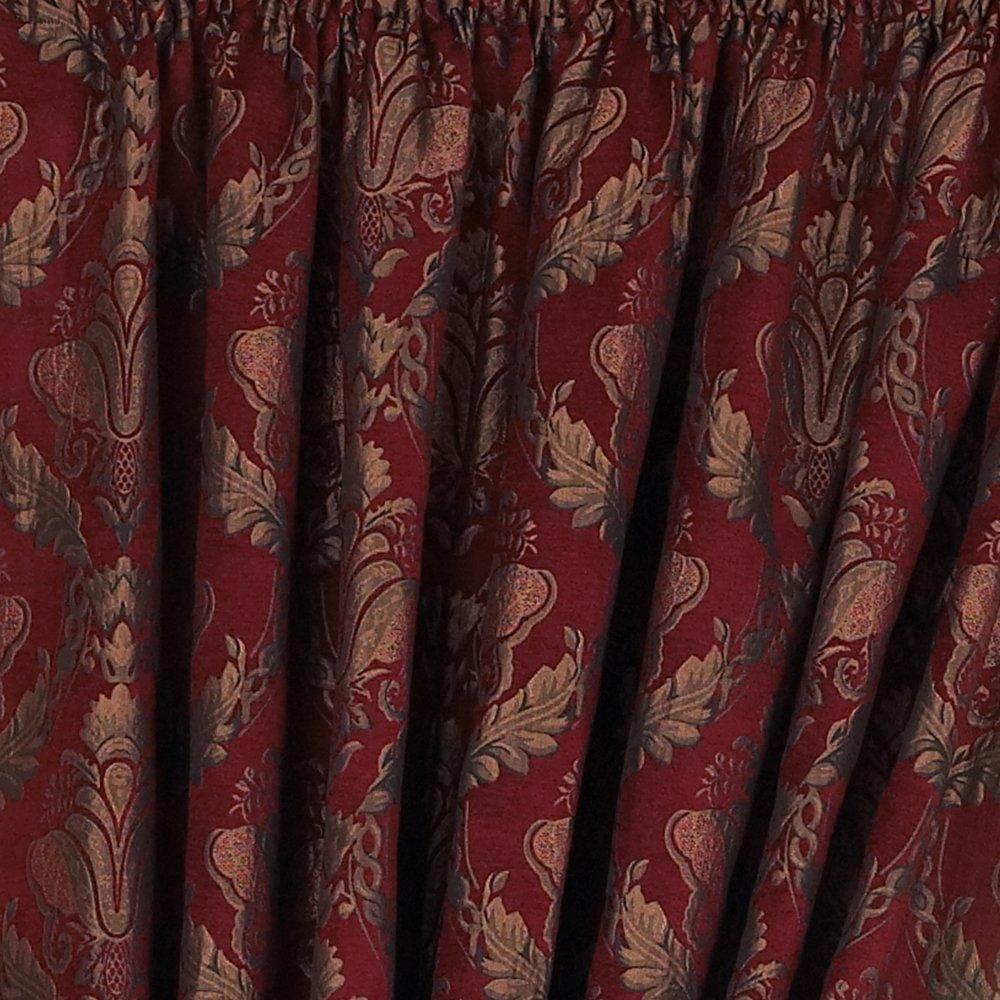 Burgundy - Paoletti - Traditional Jacquard Pencil Pleat Curtains - 4