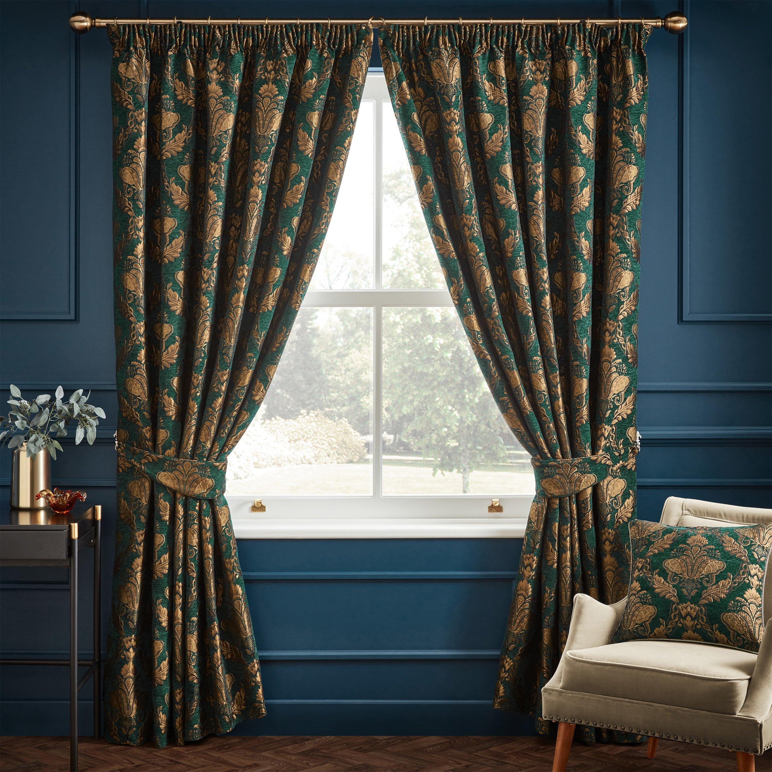 Traditional Jacquard Pencil Pleat Curtains