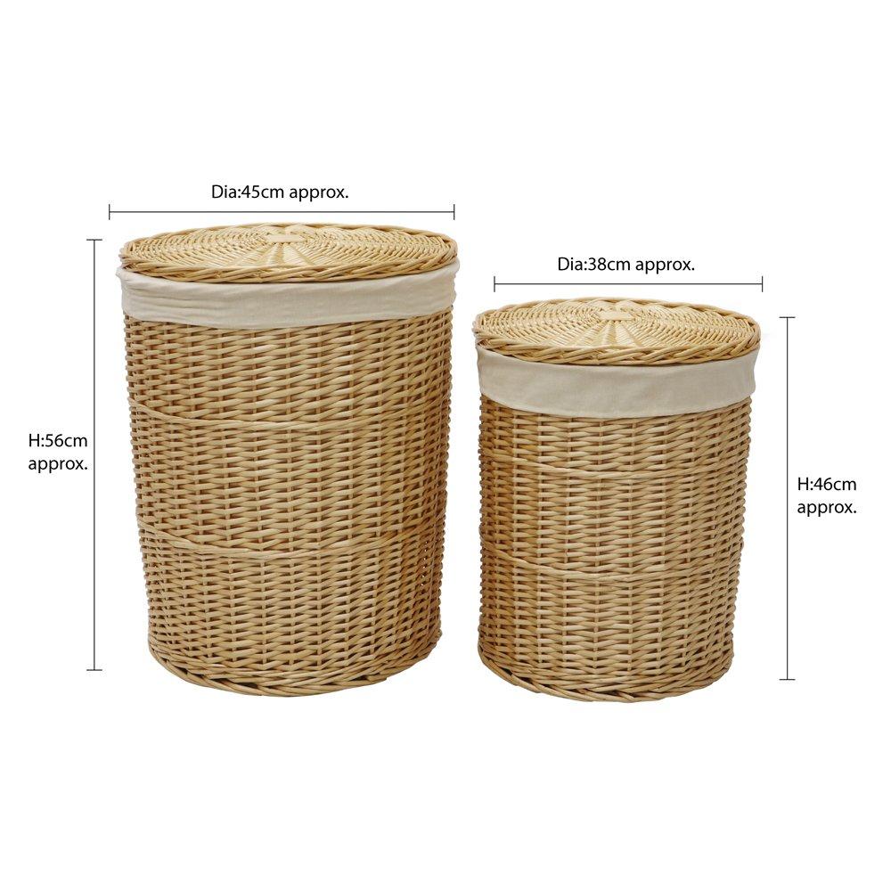 Beige - JVL - Acacia Set of 4 Round Willow Basket - 11