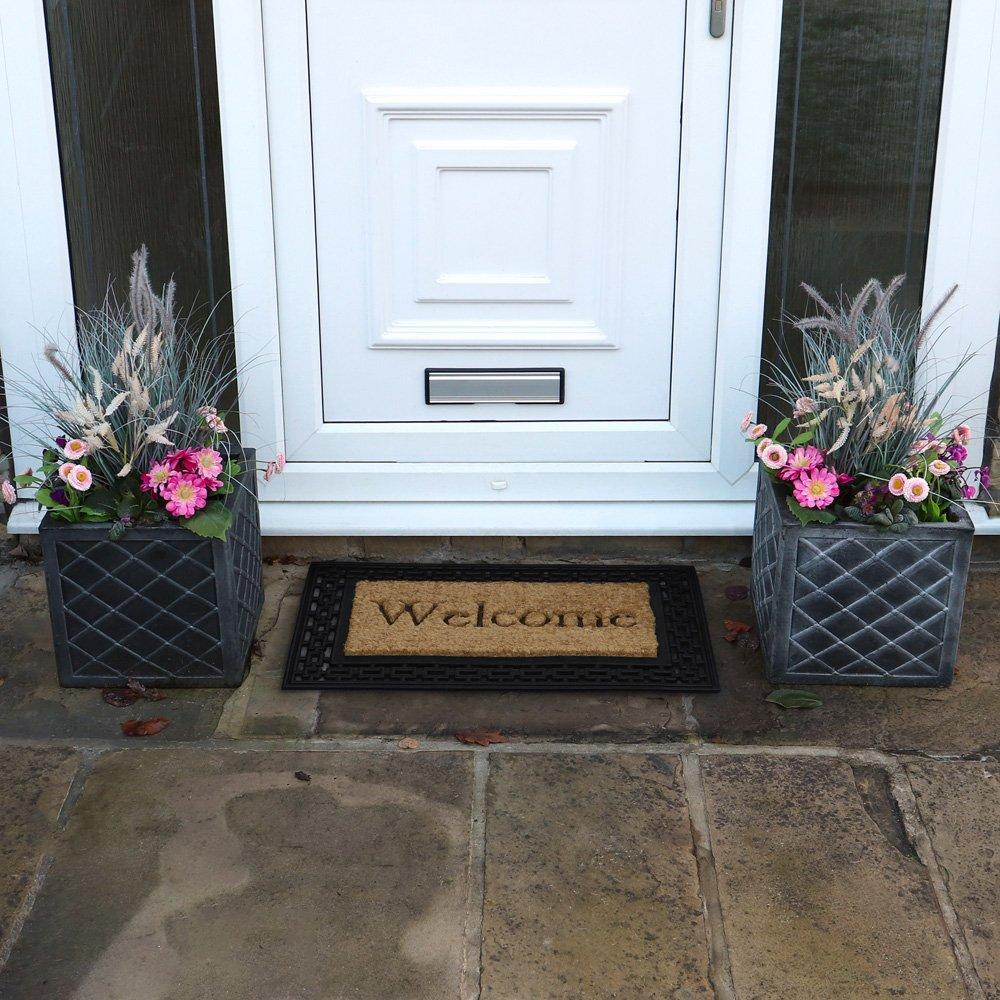 Black - JVL - Mila Rubber Tuffscrape Doormat - 7