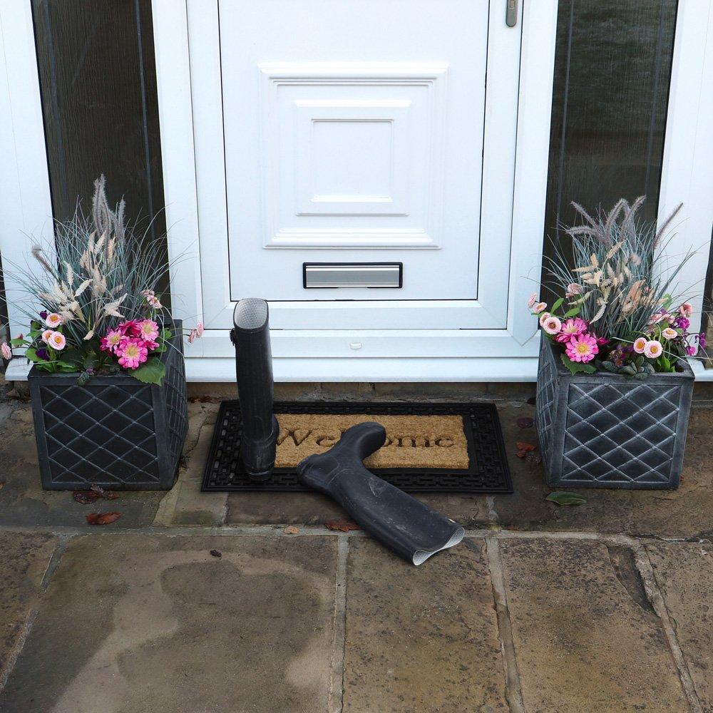 Black - JVL - Mila Rubber Tuffscrape Doormat - 8