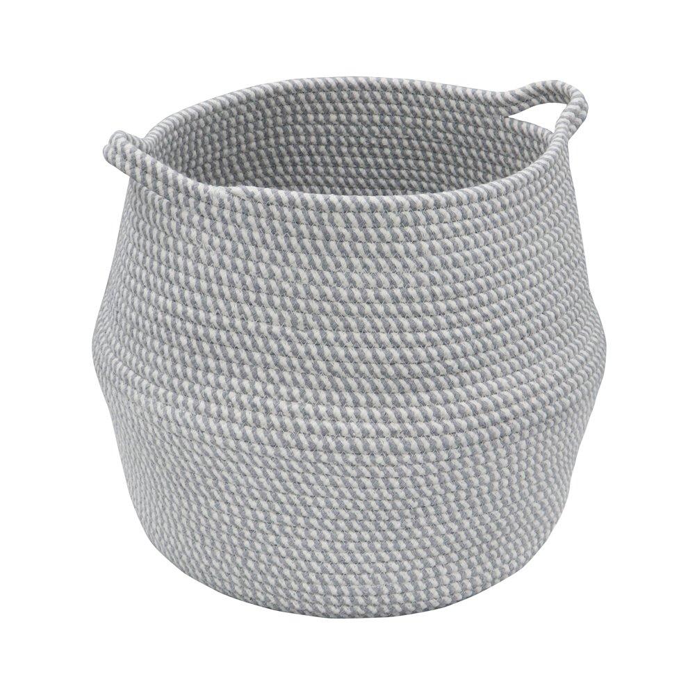 Jvl  Edison Round Belly Cotton Rope Storage - Grey - 34x Dia: 3