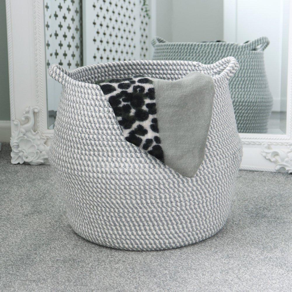 Grey - JVL - Edison Round Belly Cotton Rope Storage - 5