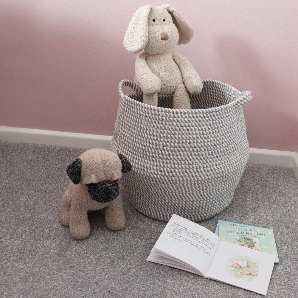 Grey - JVL - Edison Round Belly Cotton Rope Storage - 6