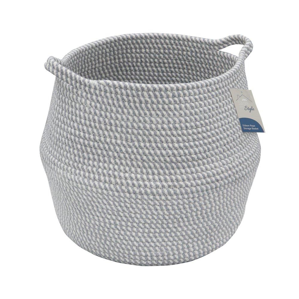 Grey - JVL - Edison Round Belly Cotton Rope Storage - 7
