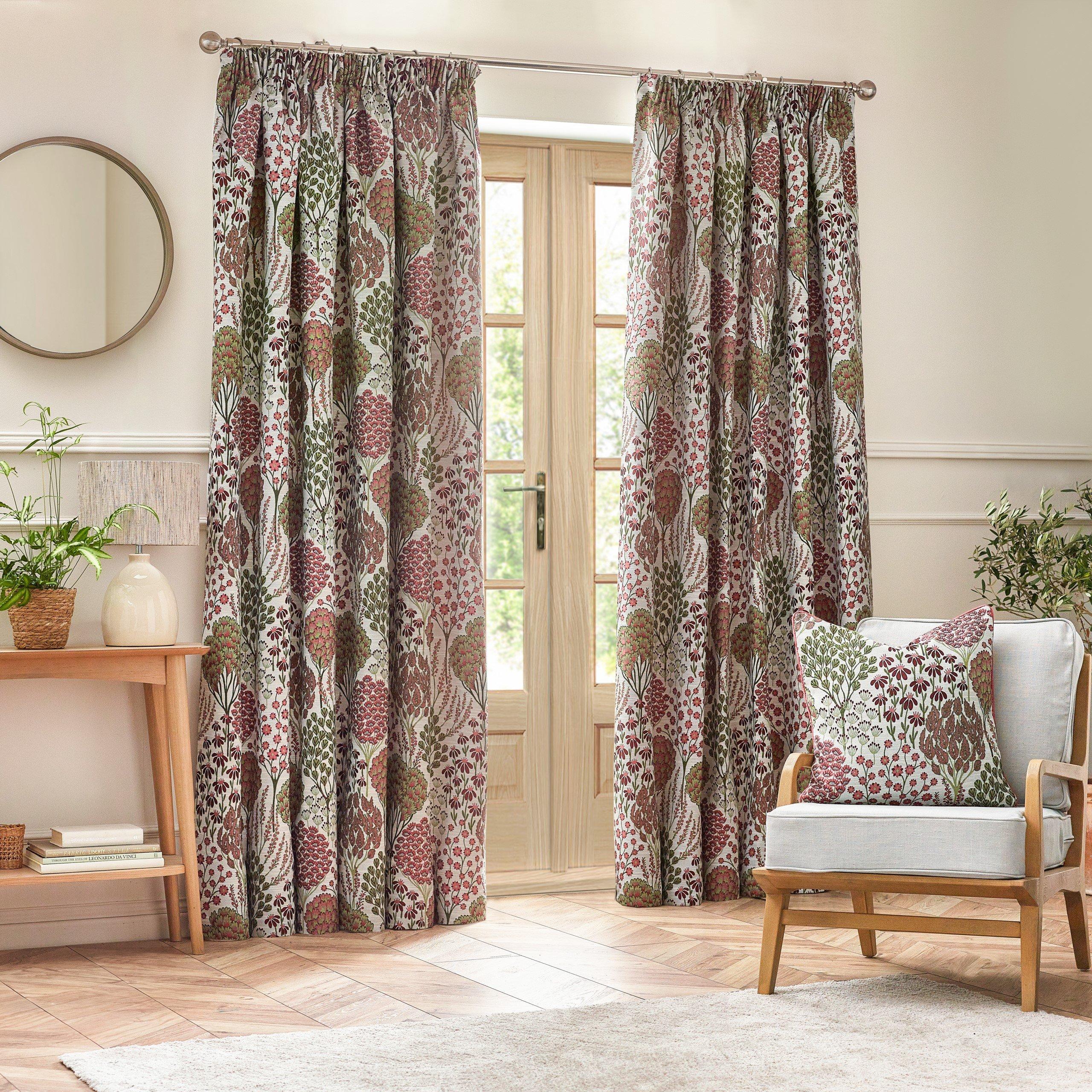 Wylder  Ophelia Fully Lined Jacquard Floral Pencil Pleat C - Rednut - 229 x 183c