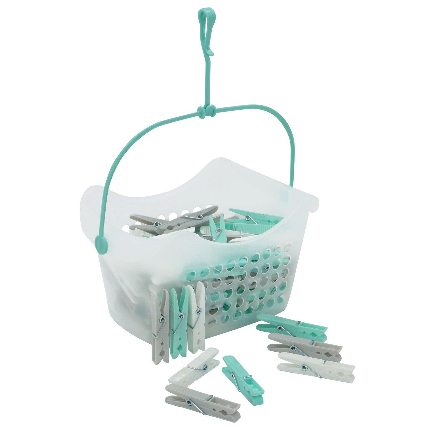 Aqua - JVL - 100 Plastic Pegs with Peg Basket - 1