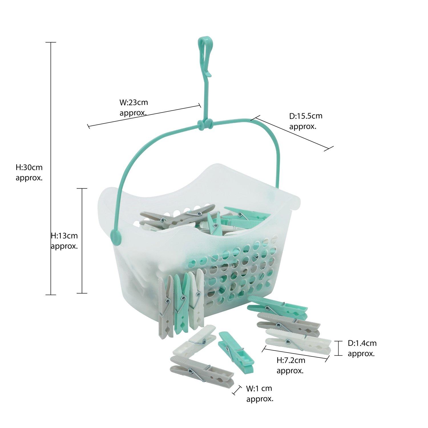 Aqua - JVL - 100 Plastic Pegs with Peg Basket - 2
