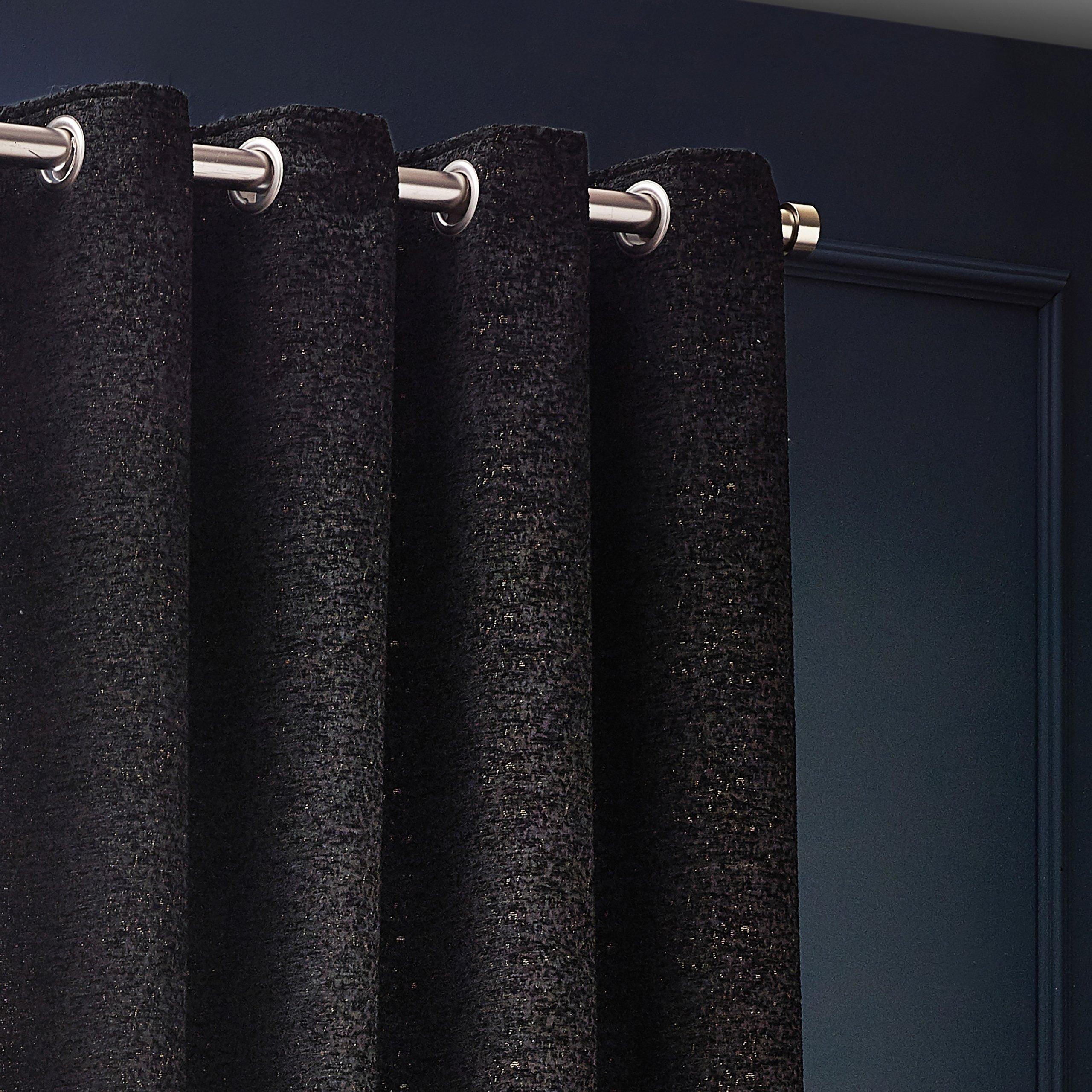 Black - Paoletti - Galaxy Chenille Eyelet Curtains - 2