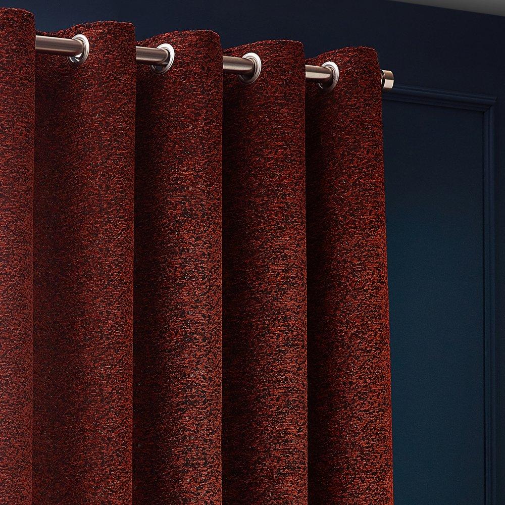 Copper - Paoletti - Galaxy Fully Lined Chenille Eyelet Curtains - 2